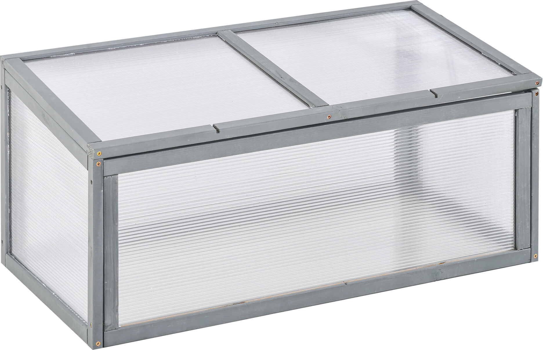 Outsunny Mini serre de jardin en polycarbonate structure en bois massif 4,14 m² 90 x 46 x 40 cm gris