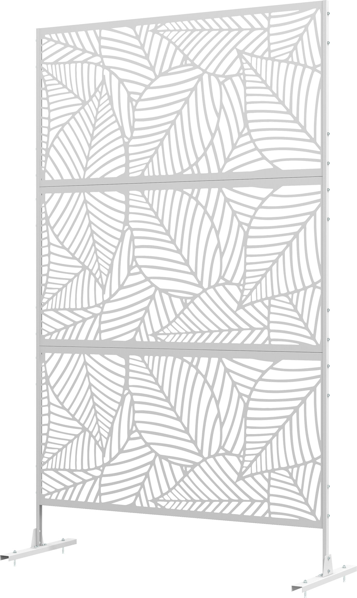 Outsunny Panneau brise vue décoratif paravent extérieur blanc à motif végétal en métal - 122 x 45 x 198 cm, blanc