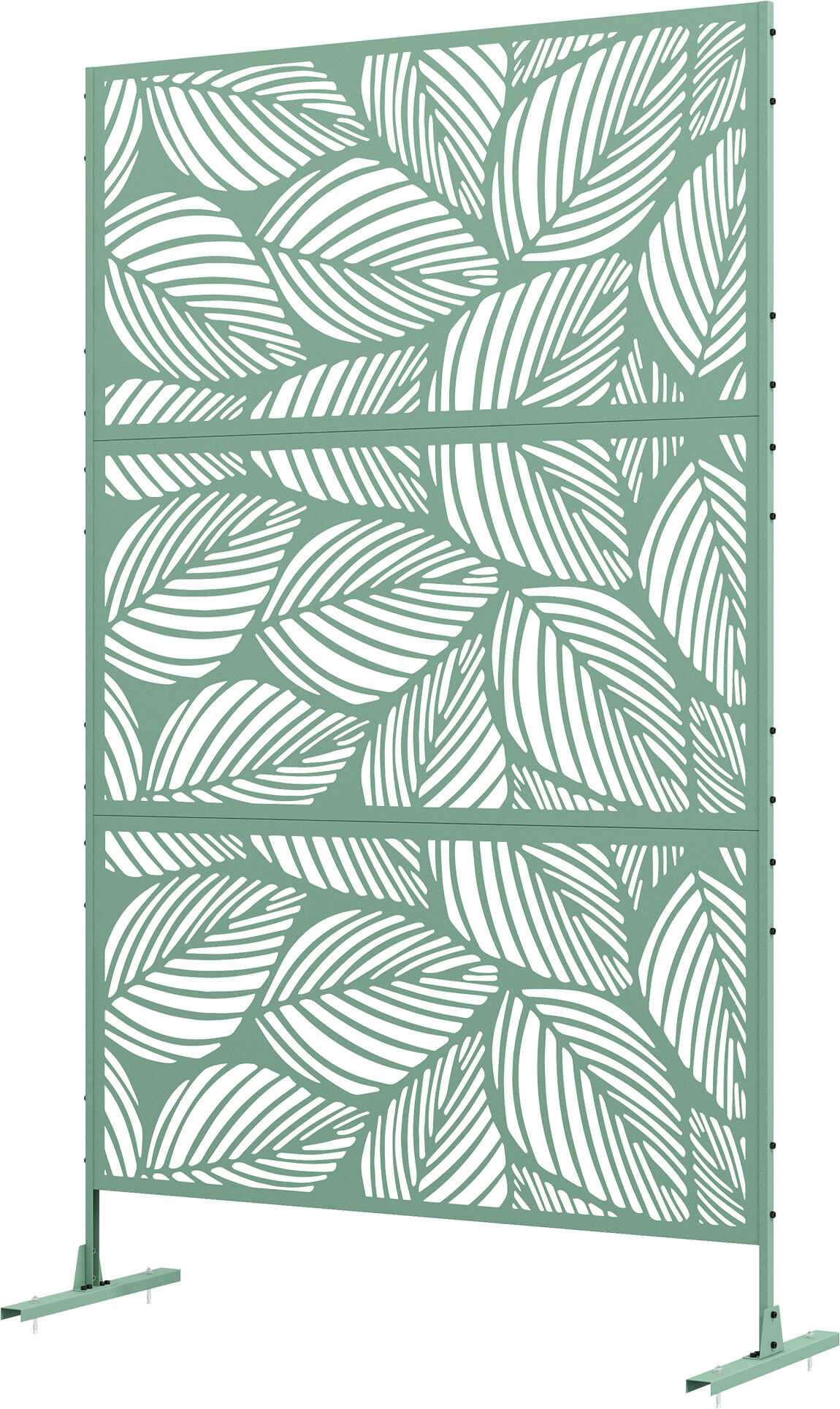 Outsunny Panneau brise vue décoratif paravent extérieur vert à motif végétal en métal - 122 x 45 x 198 cm, vert