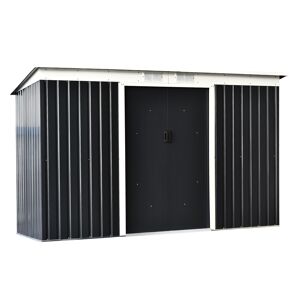 Outsunny Abri de Jardin remise à outils en acier galvanisé avec portes coulissantes, dim. 280L x 130l x 172H cm, noir-AOSOM.fr