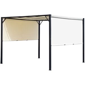 Outsunny Pergola tonnelle de jardin avec auvent coulissant 3 x 3 m - structure acier époxy et toile polyester - crème et noir