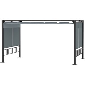 Outsunny Pergola avec auvent rétractable 3,9 x 2,9 m structure acier aluminium époxy anticorrosion - gris foncé