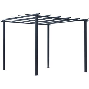 Outsunny Pergola extétieur 3L x 3l x 2,3H m structure métal époxy anticorrosion noirnull