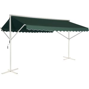 Outsunny Store Double Pente Manuel Rétractable Inclinaison Réglable Métal Polyester imperméabilisé 3,95 x 2,94 x 2,5 m Vert Foncé aosom france