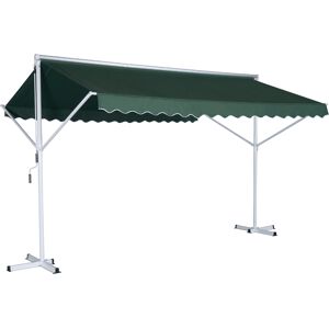 Outsunny Store Double Pente Manuel rétractable métal Polyester imperméabilisé 3,5L x 2,94l x 2,5H m Vert foncé