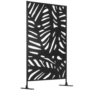 Outsunny Panneau brise vue décoratif extérieur noir à motif végétal en métal - 122 x 45 x 198 cm   Aosom France