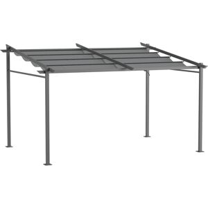 Outsunny Pergola rétractable 4 x 3 m structure métal époxy anticorrosion toile Polyester180 g/m² Incluse Gris   Aosom France