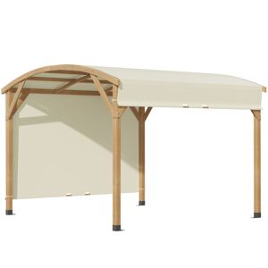 Outsunny Pergola avec toile de toit rétractable et toit en forme d'arche protection UV 3,2 x 3,08 x 2,24 m structure en bois beige   Aosom France