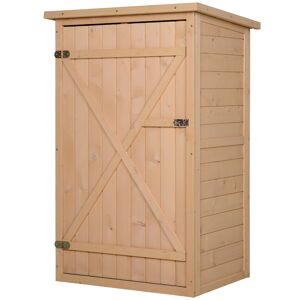 Outsunny Armoire abri de jardin en bois pré-huilé loquet 2 étagères toit bitumé incliné dim. 75L x 56l x 115H cm bois sapin