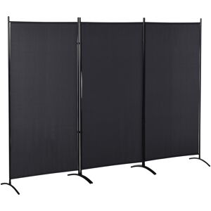 HOMCOM Paravent 3 panneaux dim. 2,53L x 0,5l x 1,82H m Store latéral Brise-Vue paravent sur Pied séparateur métal Polyester