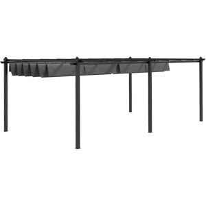 Outsunny Pergola rétractable 3,5 x 6 m pergola pour terrasse structure en aluminium + toile polyester - gris foncé