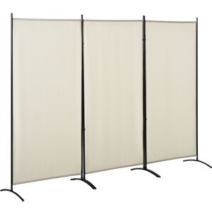 HOMCOM Paravent 3 panneaux dim. 2,53L x 0,5l x 1,82H m Store latéral Brise-Vue paravent sur Pied séparateur métal Polyester