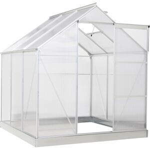 Outsunny Serre de Jardin  Abri Plante Jardinage Polycarbonate 3,6 m² dim. 1,9L x 1,93l x 2,05H m Fondation Lucarne réglable Porte coulissante