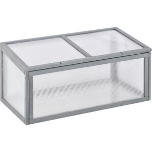 Outsunny Mini serre de jardin en polycarbonate structure en bois massif 4,14 m² 90 x 46 x 40 cm gris