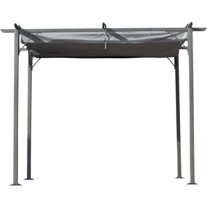 Outsunny Pergola rétractable 3L x 3l x 2,30H m structure métal époxy anticorrosion, toile polyester haute densité incluse gris