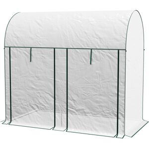 Outsunny Serre de jardin 2 m² dim. 2L x 1l x 1,78H m 2 Portes zippées enroulables Acier PE Haute densité 140 g/m² Anti-UV blanc