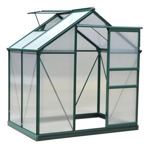 Outsunny serre de jardin en aluminium et polycarbonate à paroi doublée alvéolée Dim.1,9L x 1,32l x 2,01H m vert, transparent