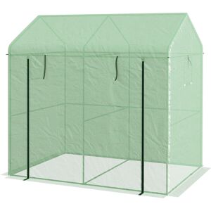 Outsunny Serre de jardin 2,8m² avec 1 grande porte enroulable et 2 fenêtres, dim. 200L x 140l x 200H cm, vert