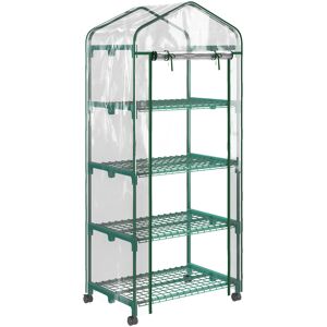 Outsunny Serre de Jardin 4 Niveaux 0,69L x 0,5l x 1,65H m Acier époxy bâche Amovible PVC Haute densité Transparente   Aosom France