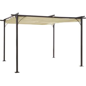 Outsunny Pergola fer 3,5L x 3,5l x 2,30H m pergola rétractable structure alu + toile polyester haute densité 180 g/m² incluse beige