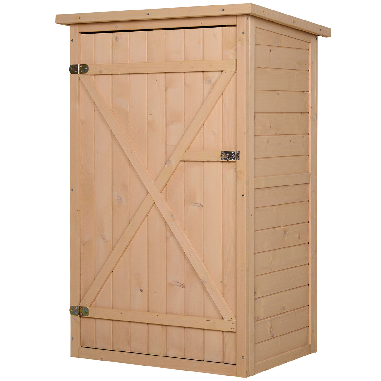 Outsunny Armoire abri de jardin remise pour outils - grande porte verrouillable loquet - 2 étagères - toit bitumé incliné bois de sapin pré-huilé