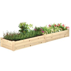 Outsunny Lit de jardin sureleve pot de fleurs bac a plante 244 x 61,5 x 27 cm bois massif-AOSOM.fr