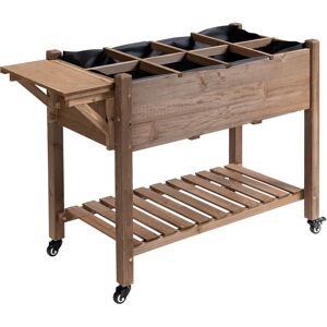 Outsunny Jardinière sur pieds potager surélevé extérieur de jardin avec 8 grilles divisées en bois de sapin 123 x 54 x 87 cm marron