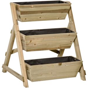 Outsunny Jardinière surélevé à 3 niveaux jardinière verticale pour herbe légume fleur 71 x 61 x 77 cm en bois-AOSOM.fr