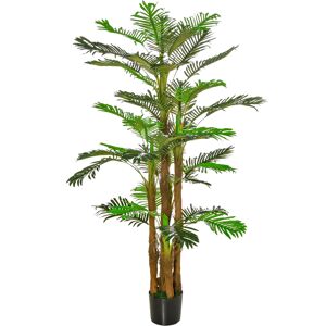 Outsunny Palmier Artificiel Arbre Artificiel H.1,85 m Tronc Branches Lichen Feuilles Grand réalisme Pot Inclus