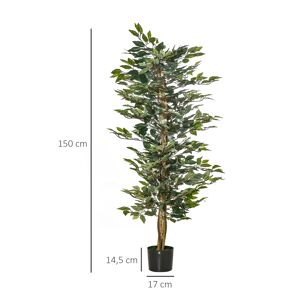 HOMCOM Arbre artificiel plante artificiel ficus hauteur 1,5 m tronc branches liane lichen feuilles grand réalisme pot inclus - Publicité