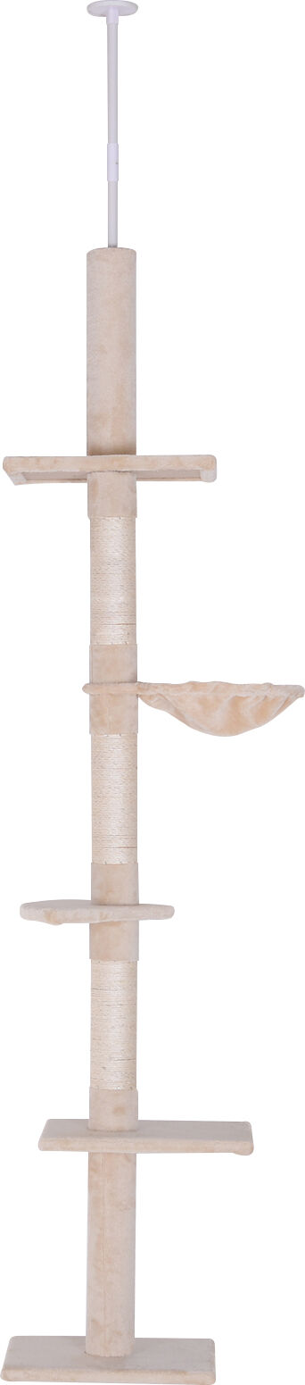 Pawhut Arbre à chat poteau à griffer L40 x l 34 x H 230-270 cm 5 niveaux d'activités beige 09CW