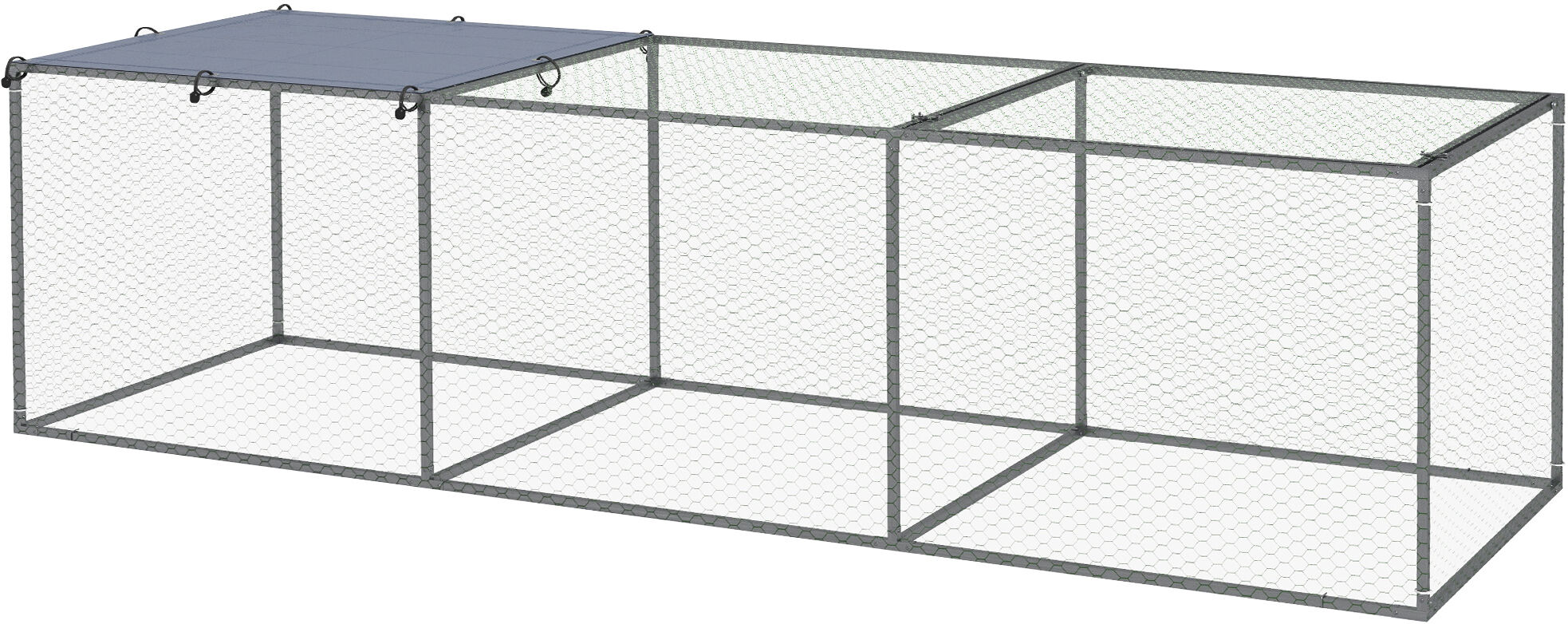 PawHut Enclos poulailler cage clapier extérieur 3 m² pour petits animaux dim. 3 x 1 x 0,8 m acier galvanisé