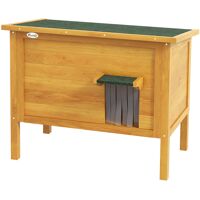 PawHut Maison pour chats niche d’extérieur en bois surrélevée avec toit ouvrable isolée 85 x 50 x 68,5 cm naturel vert