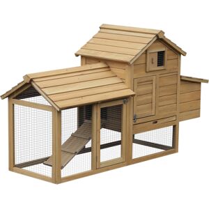 PawHut Petit Poulailler cottage cage à poules sur pied dim. 151L x 54l x 87H cm multi-équipement bois massif de pin    Aosom France