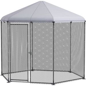 PawHut Enclos poulailler extérieur 5 m² parc grillagé dim. 2,8L x 2,45l x 2,46H - espace couvert - 5/8 poules