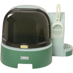 PawHut Maison de toilette, bac à litière fermé pour chat Compartiment Inférieur Amovible pour un Nettoyage Facile Pelle inclus