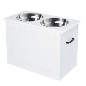 PawHut Gamelles chiens surélevées gamelle double chien chat porte-gamelles surélevé dim. 60L x 30l x 41H cm blanc