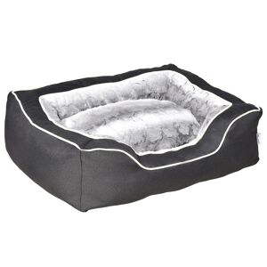 PawHut Panier chien lit pour animaux canapé chien chat coussin amovible lavable peluche coton PP tissu polyester noir gris - Publicité