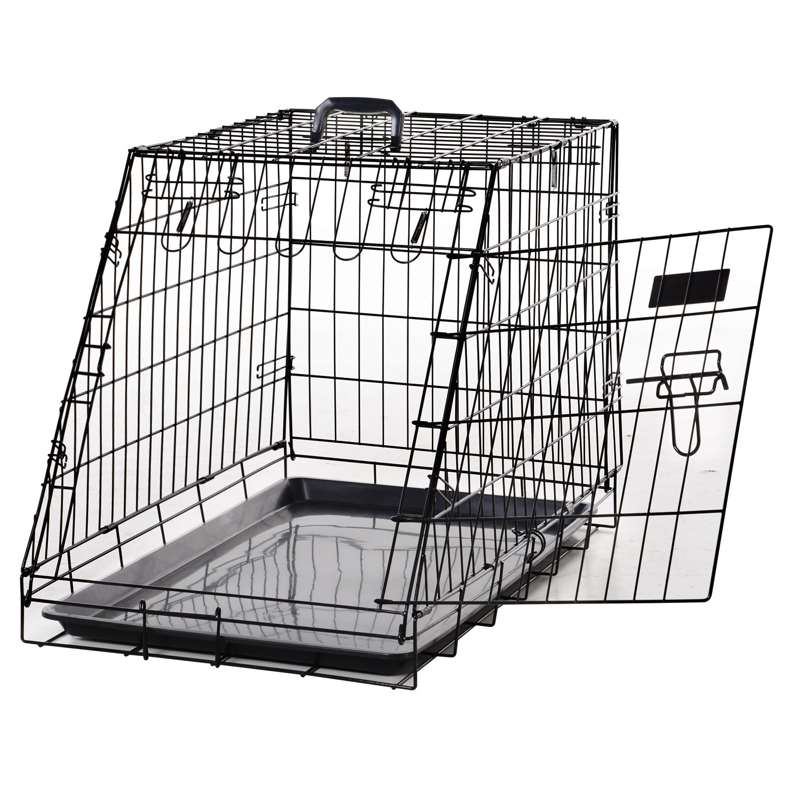 PawHut Cage de transport pour chien taille L dim. 76L x 48l x 55H cm métal noir