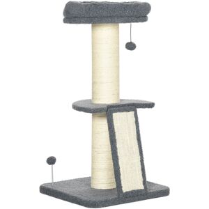 PawHut Arbre à chat avec griffoir tronc en sisal boules