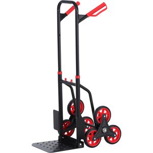 Homcom Diable chariot pour escalier 6 roues diable repliable extensible 150 Kg - chariot pliable acier noir rouge