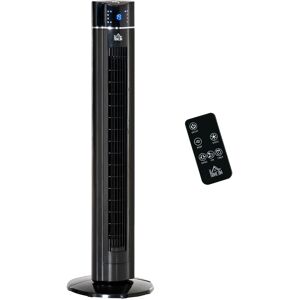 HOMCOM Ventilateur colonne ioniseur 2 en 1 avec télécommande 3 vitesses de ventilation ? 32 x 106,8H cm en ABS noir