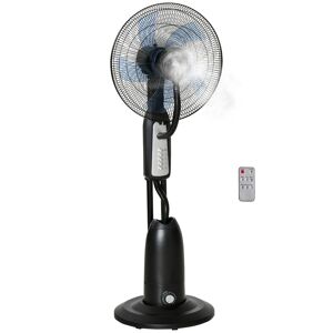 HOMCOM Ventilateur de Brouillard Brumisateur sur Roulettes Oscillant 4 Vitesses Réglables Atomisation Max. 220 ml/h Ø 44 5 x 120 cm Noir