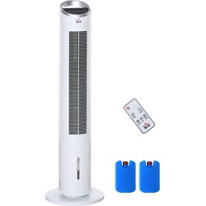 HOMCOM Rafraîchisseur d'air/ventilateur colonne/humidificateur/purificateur 4 en 1-oscillant-timer, 3 modes, 3 vitesses - télécommande réservoir 2L avec 2 blocs réfrigérants