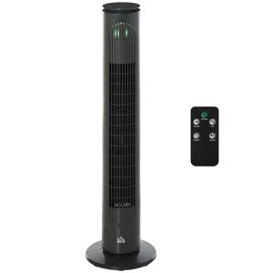 HOMCOM Ventilateur colonne 45W télécommande minuterie 3 modes 3 vitesses tour oscillant silencieux Ø 22 x 77 cm gris foncé