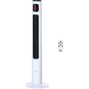 HOMCOM Ventilateur colonne oscillation 70° minuterie 12h panneau de capteur LED 45W télécomande 2 modes de contrôle blanc