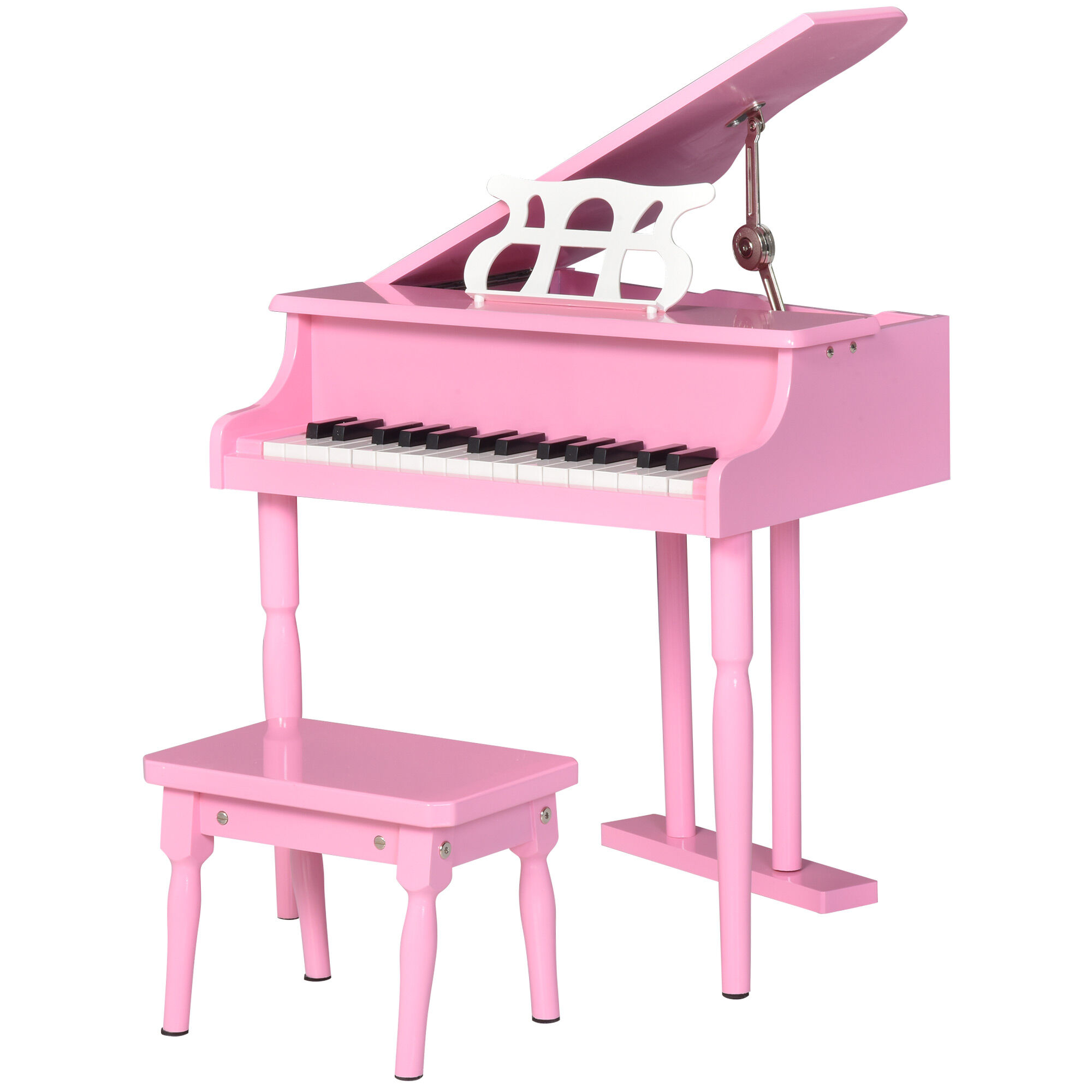HOMCOM Piano à queue électronique 37 touches multifonctions avec micro haut parleur rose