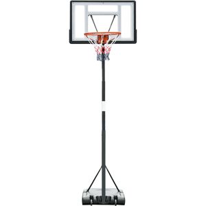 HOMCOM Panier de Basket-Ball sur pied avec poteau panneau base de lestage sur roulettes hauteur réglable panier 2,55 - 3,05 m noir blanc