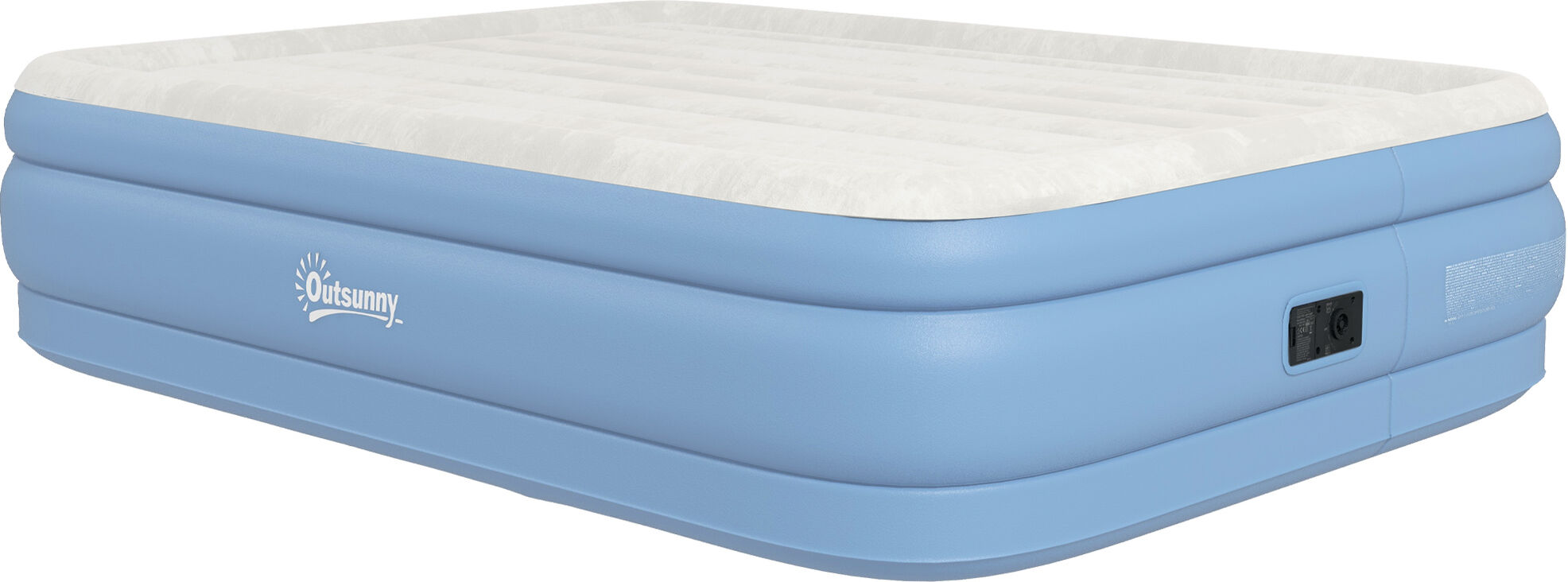 Outsunny Matelas autogonflant de camping lit gonflable pliable 2 personnes - pompe intégrée  surface floquée gris clair et bleu