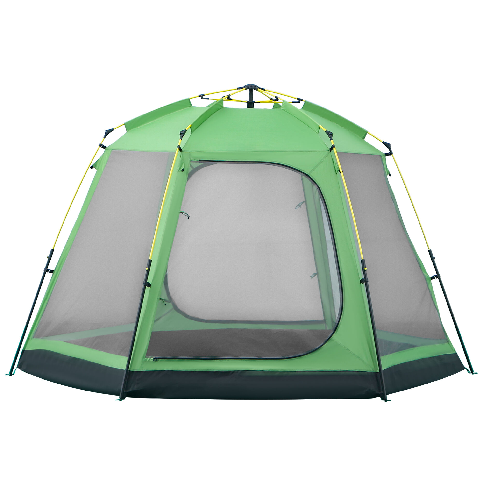 Outsunny Tente de camping familiale 6 personnes montage instantanée Pop-up 4 fenêtres 2 portes dim. 320L x 320l x 176H cm  vert gris